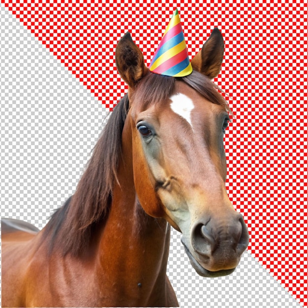 horse in party cap