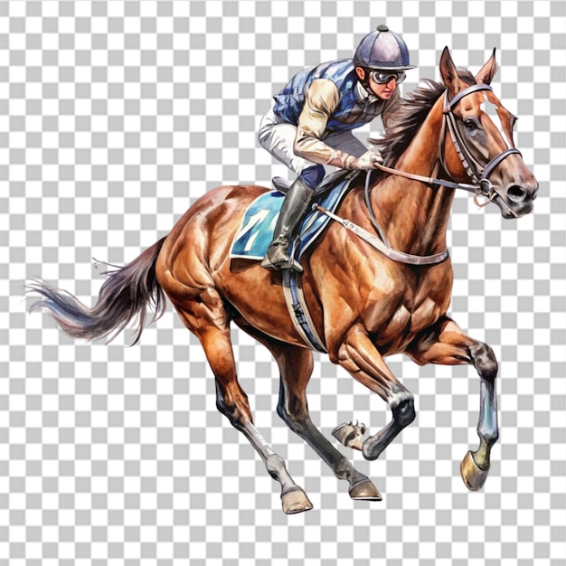 PSD horse racing sketch illustration of ink paints on transparent background