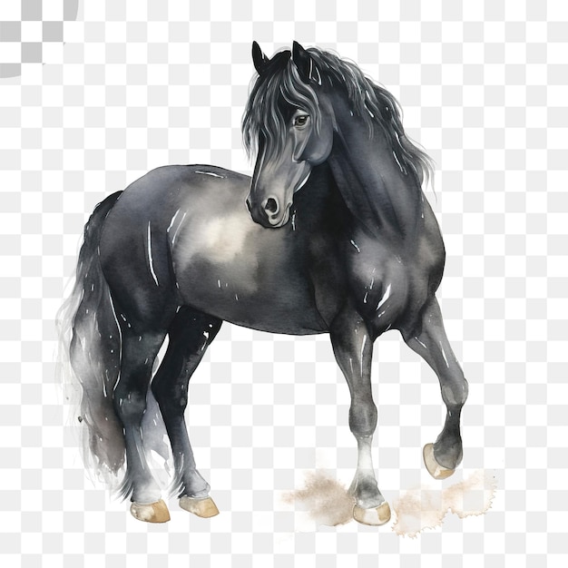 Horse watercolor painting of a black horse - horse png download