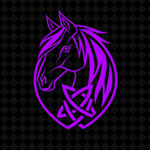 a horse with a purple mane on its head