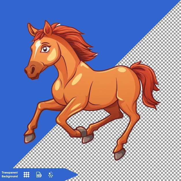 a horse with a red mane running in front of a blue background