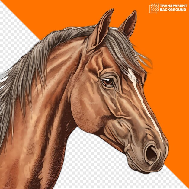 PSD horses head digital sticker isolated on transparent background