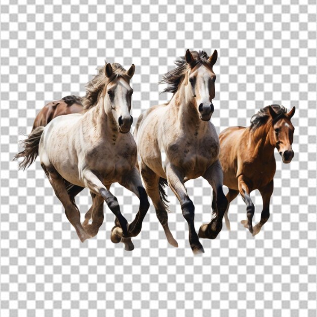 PSD horses running on white background