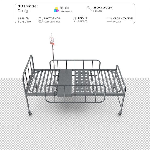 Hospital Bed 3D Modeling PSD File