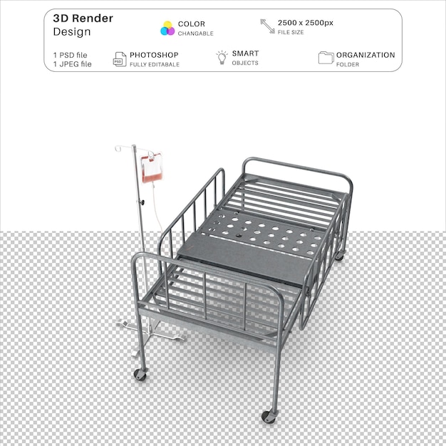 Hospital Bed 3D Modeling PSD File