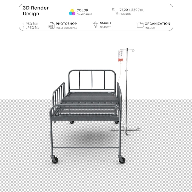 Hospital Bed 3D Modeling PSD File