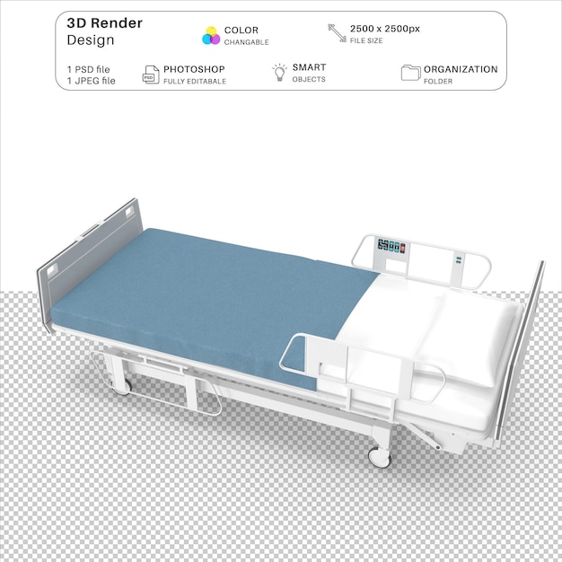 Hospital Bed 3D Modeling PSD File