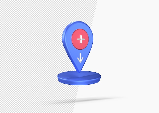 Hospital location symbol with 3d render