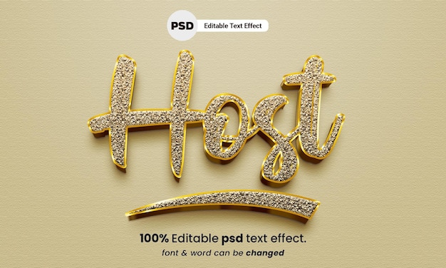 Host 3d editable psd host text effect