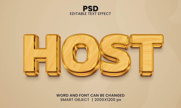 Host 3d editable text effect Premium Psd with background