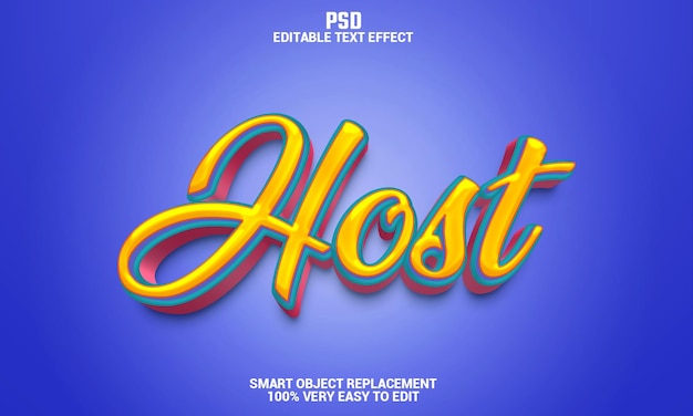 Host 3d editable text effect with background Premium Psd