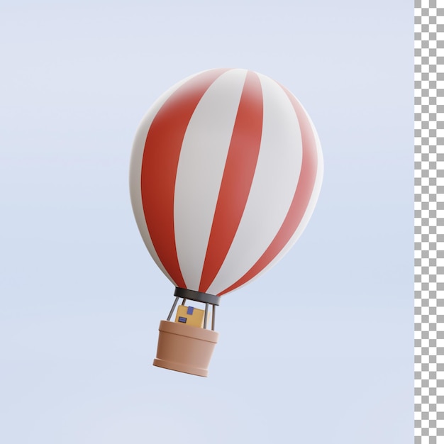 PSD hot air balloon delivery 3d illustration