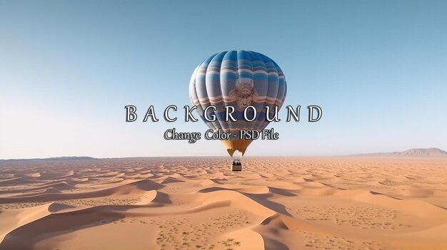 Hot air balloon flying over beautiful sand dunes AI generated image