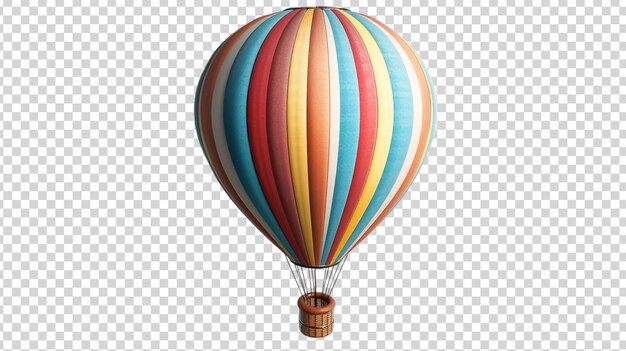 Hot air balloon with basket isolated on transparent background