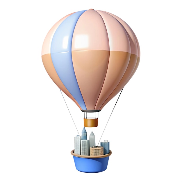 PSD a hot air balloon with a blue and red stripe