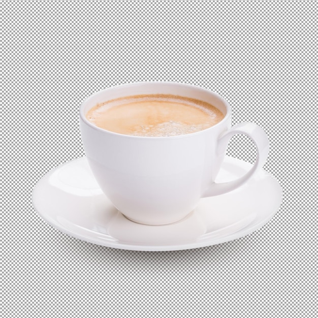 Hot americano coffee in white glass on alpha background