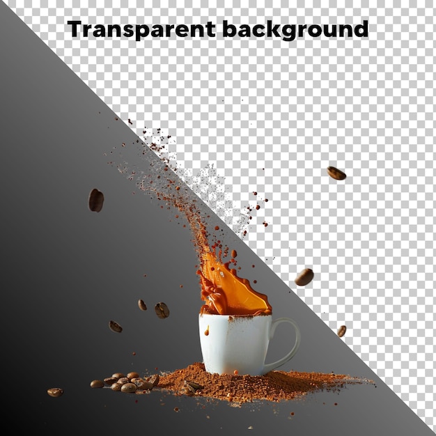 Hot cappuccino coffee cup isolated on transparent background