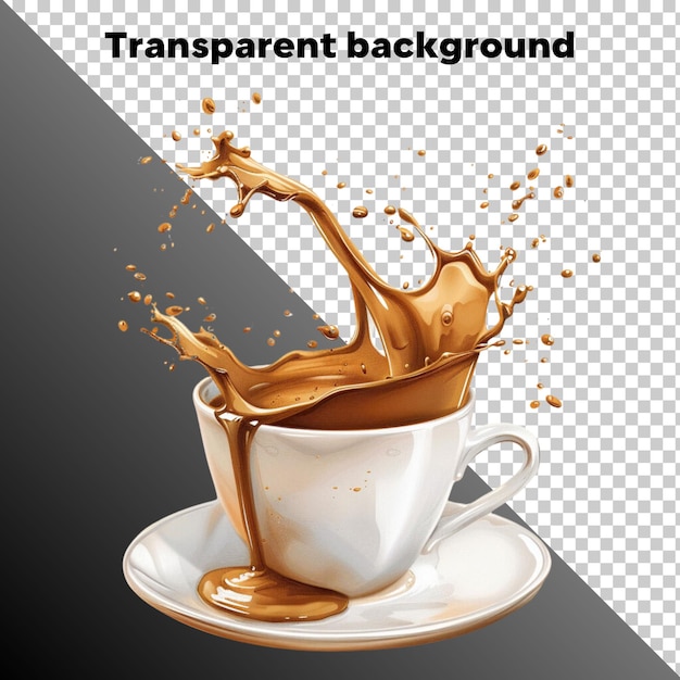 Hot cappuccino coffee cup isolated on transparent background