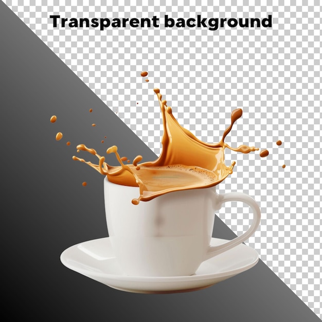 Hot cappuccino coffee cup isolated on transparent background