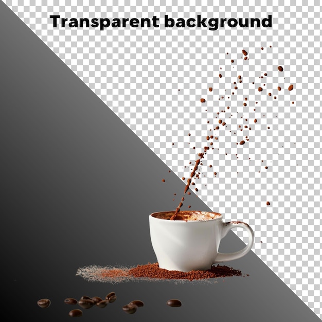 Hot cappuccino coffee cup isolated on transparent background