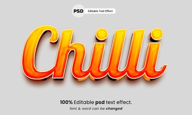 Hot chilli 3d editable text effect PSD chilli text effect