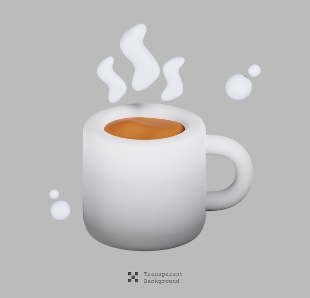 Hot chocolate white cup isolated. New Year and winter symbol icon concept. 3D render illustration.