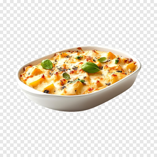 PSD hot and crispy baked potato casserole isolated on a transparent background for marketing