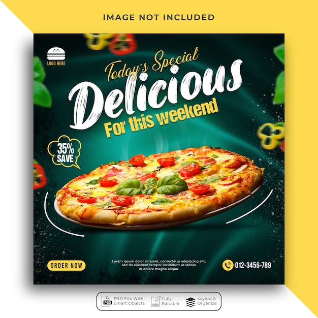 Hot and delicious Food social media advertising post banner template