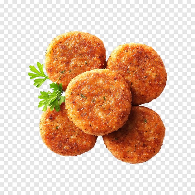 PSD hot and delicious meat cutlets isolated on a seamless transparent backdrop