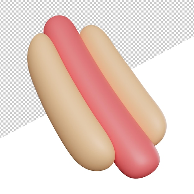 Hot Dog Fast Food side view 3d rendering icon illustration on transparent background