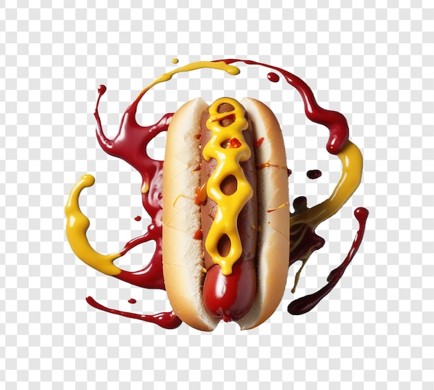 PSD hot dog with ketchup on a transparent background