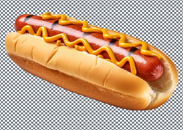 Hot dog with mustard and ketchup isolated on a transparent background