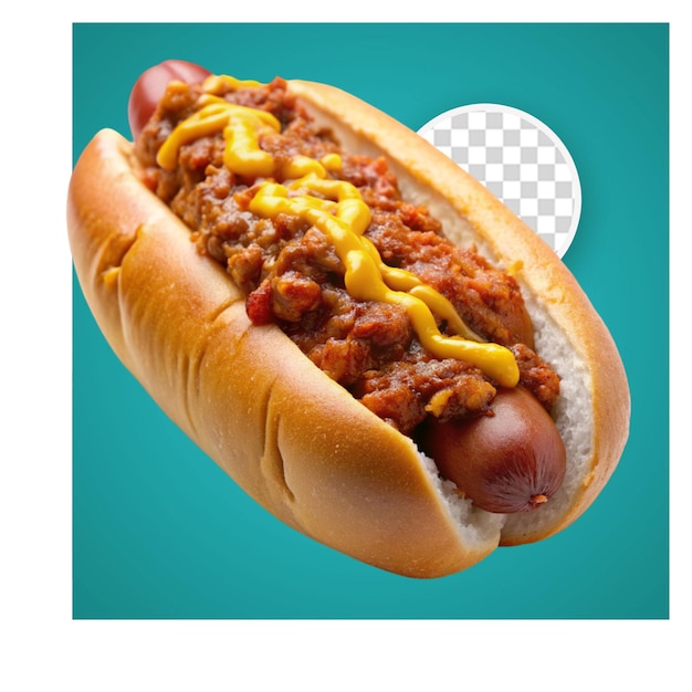 PSD a hot dog with mustard and onions on a bun