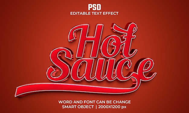 Hot sauce 3d editable text effect Premium Psd with background