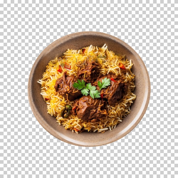 A Hot Tasty Tradition Delicious Beef Biryani Isolated on a Transparent Background