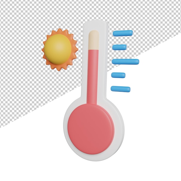 Hot Temperature Day side view 3d rendering icon illustration on transparent background