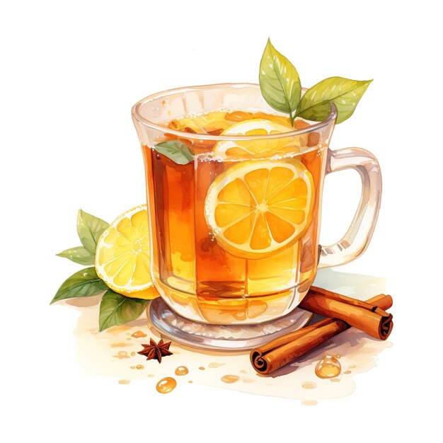 Hot Toddy Beverages Illustration Watercolor Style AI Generated