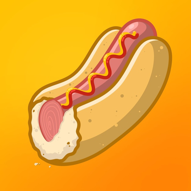 PSD hotdog with sauce handdrawn vector cartoon style