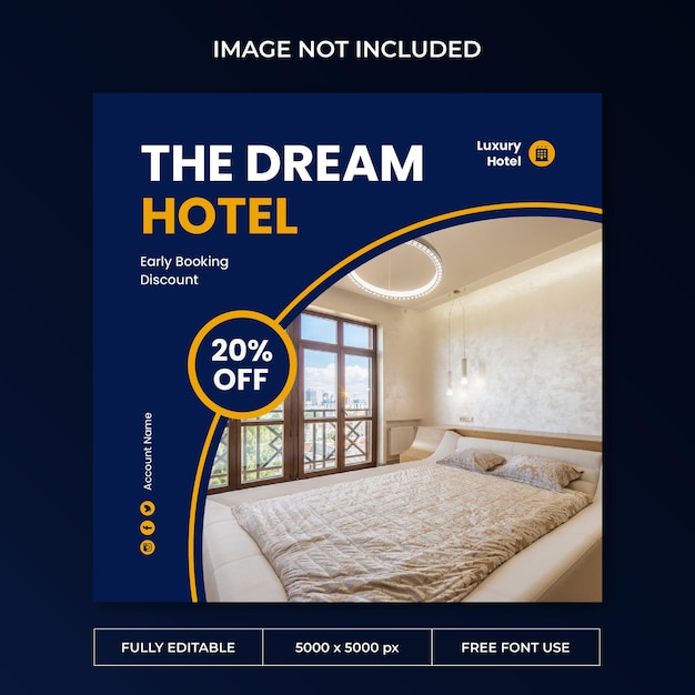 Hotel instagram post social media template