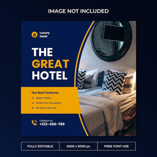 Hotel instagram post social media template