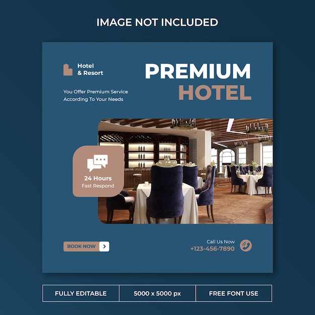 Hotel resort instagram post social media template