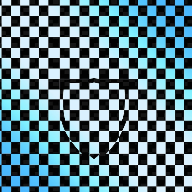 Houndstooth Checked Pattern With Shield Icon and Grid Layout Nature Inspired Abstract Outline Art