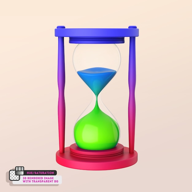 hourglass isolated on white background 3D icon Illustration