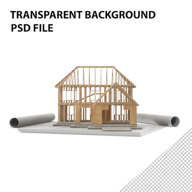 House Construction on Blueprints PNG