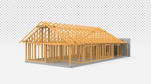 PSD house under construction with transparent background