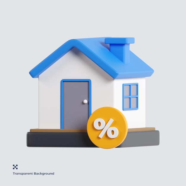 House Discount 3d icon illustration