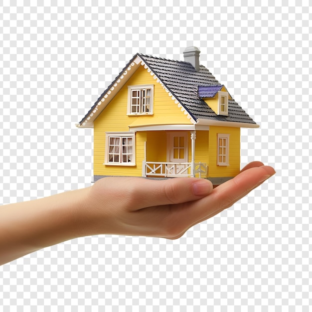 House in hand Real Estate Concept Isolated on Transparent Background