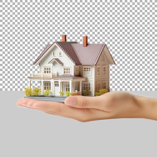 House in hand Real Estate Concept on Transparent Background Ai Generated