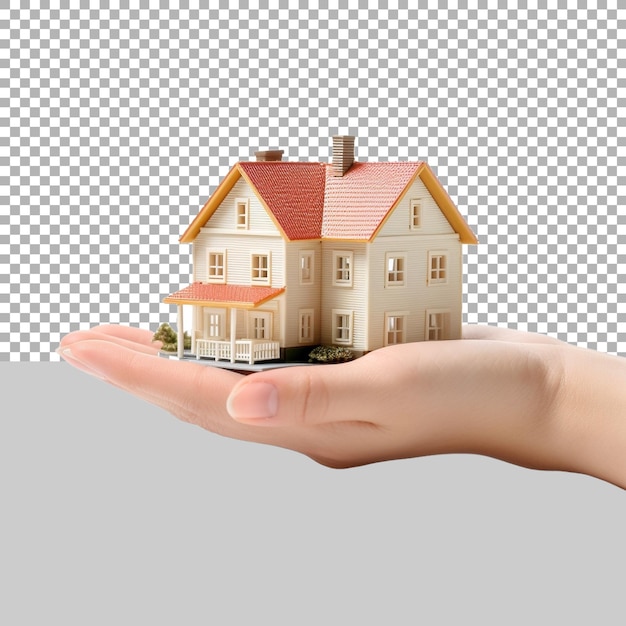 House in hand Real Estate Concept on Transparent Background Ai Generated