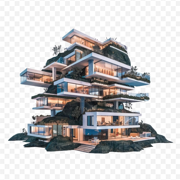 a house on a hill with trees on the bottom